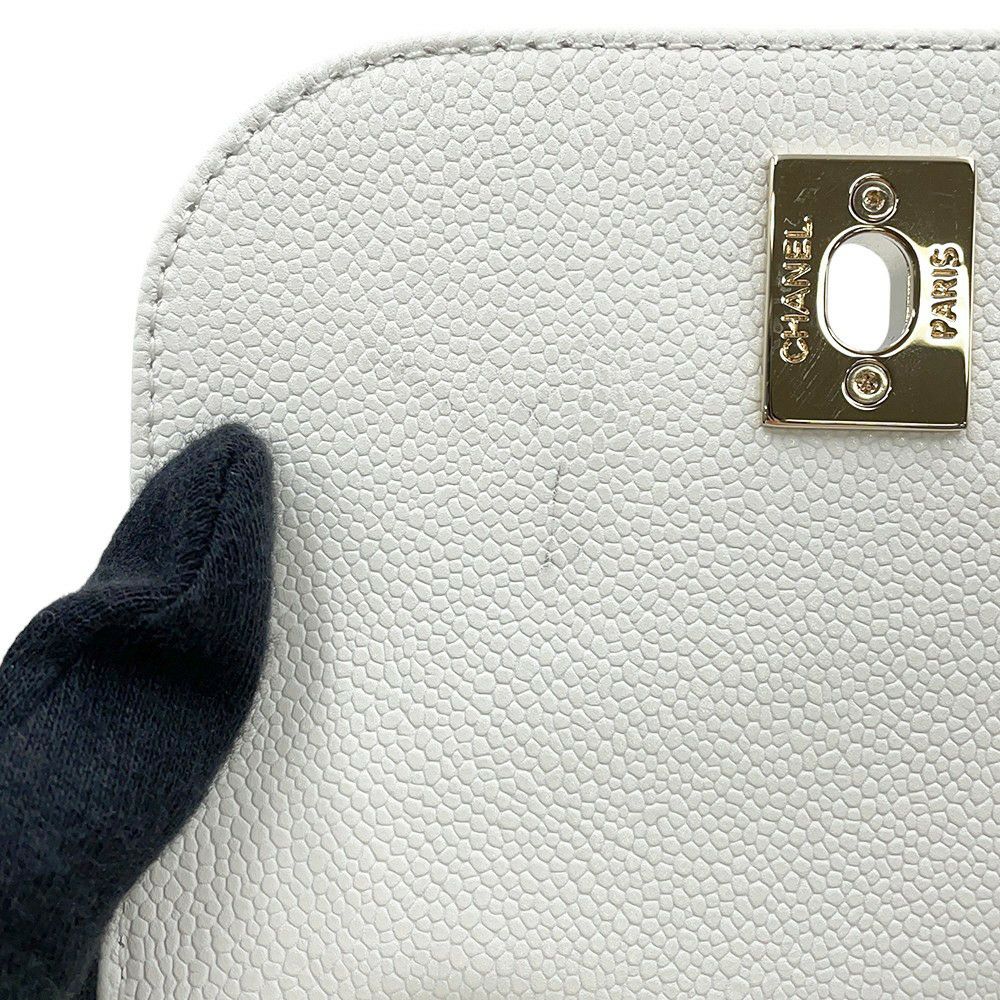 シャネル バックパック ココマーク マトラッセ キャビアスキン AS3530 CHANEL バッグ リュック 白