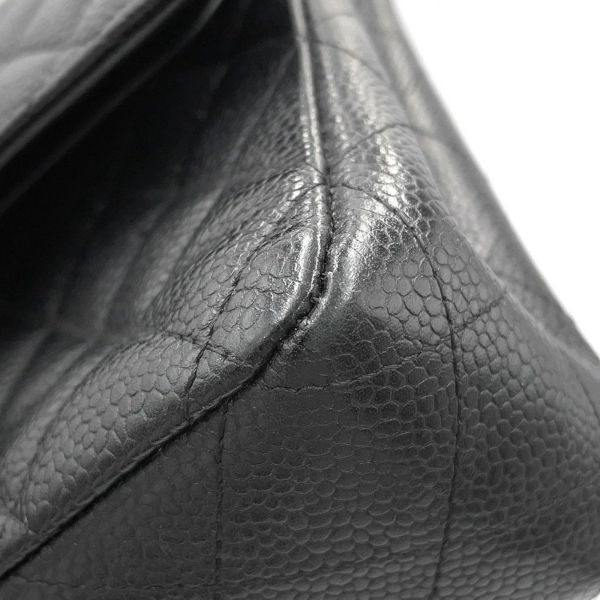 シャネル チェーンショルダーバッグ マトラッセ25 ココマーク キャビアスキン ダブルチェーン A01112 CHANEL 黒