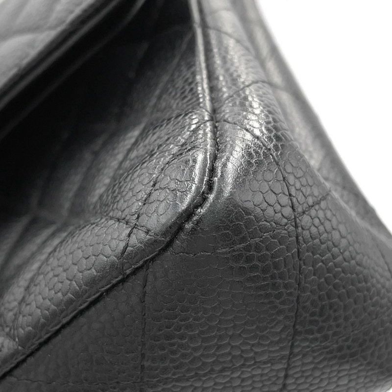シャネル チェーンショルダーバッグ マトラッセ25 ココマーク キャビアスキン ダブルチェーン A01112 CHANEL 黒