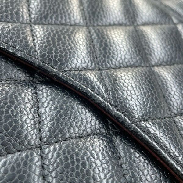 シャネル チェーンショルダーバッグ マトラッセ25 ココマーク キャビアスキン ダブルチェーン A01112 CHANEL 黒