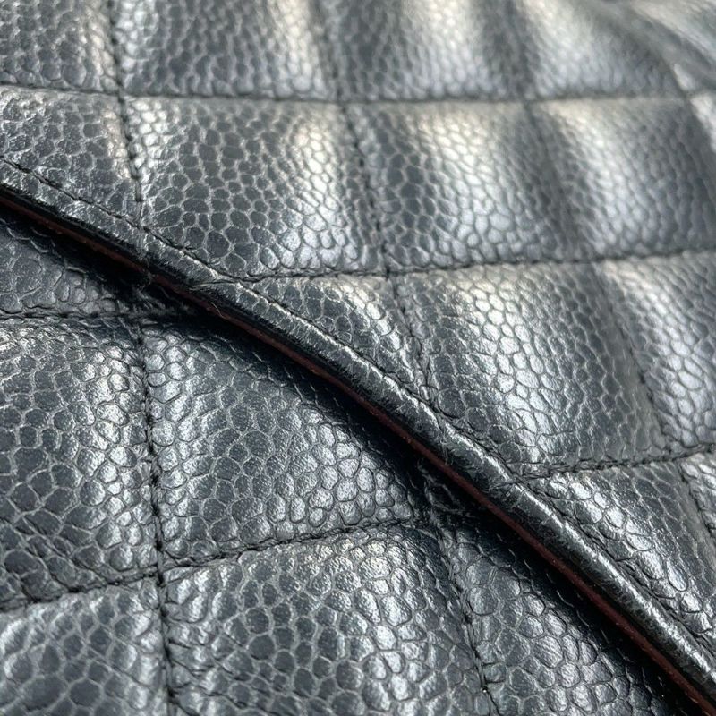 シャネル チェーンショルダーバッグ マトラッセ25 ココマーク キャビアスキン ダブルチェーン A01112 CHANEL 黒