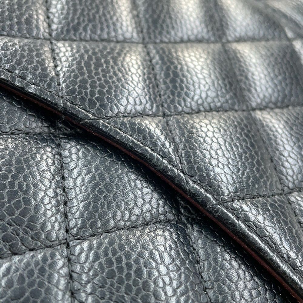 シャネル チェーンショルダーバッグ マトラッセ25 ココマーク キャビアスキン ダブルチェーン A01112 CHANEL 黒