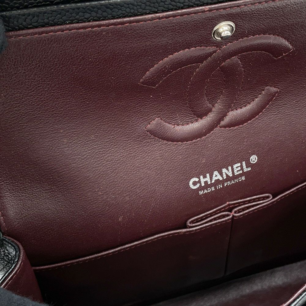 シャネル チェーンショルダーバッグ マトラッセ25 ココマーク キャビアスキン ダブルチェーン A01112 CHANEL 黒