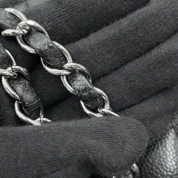 シャネル チェーンショルダーバッグ マトラッセ25 ココマーク キャビアスキン ダブルチェーン A01112 CHANEL 黒