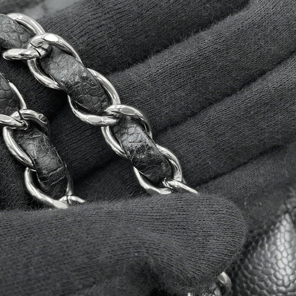 シャネル チェーンショルダーバッグ マトラッセ25 ココマーク キャビアスキン ダブルチェーン A01112 CHANEL 黒