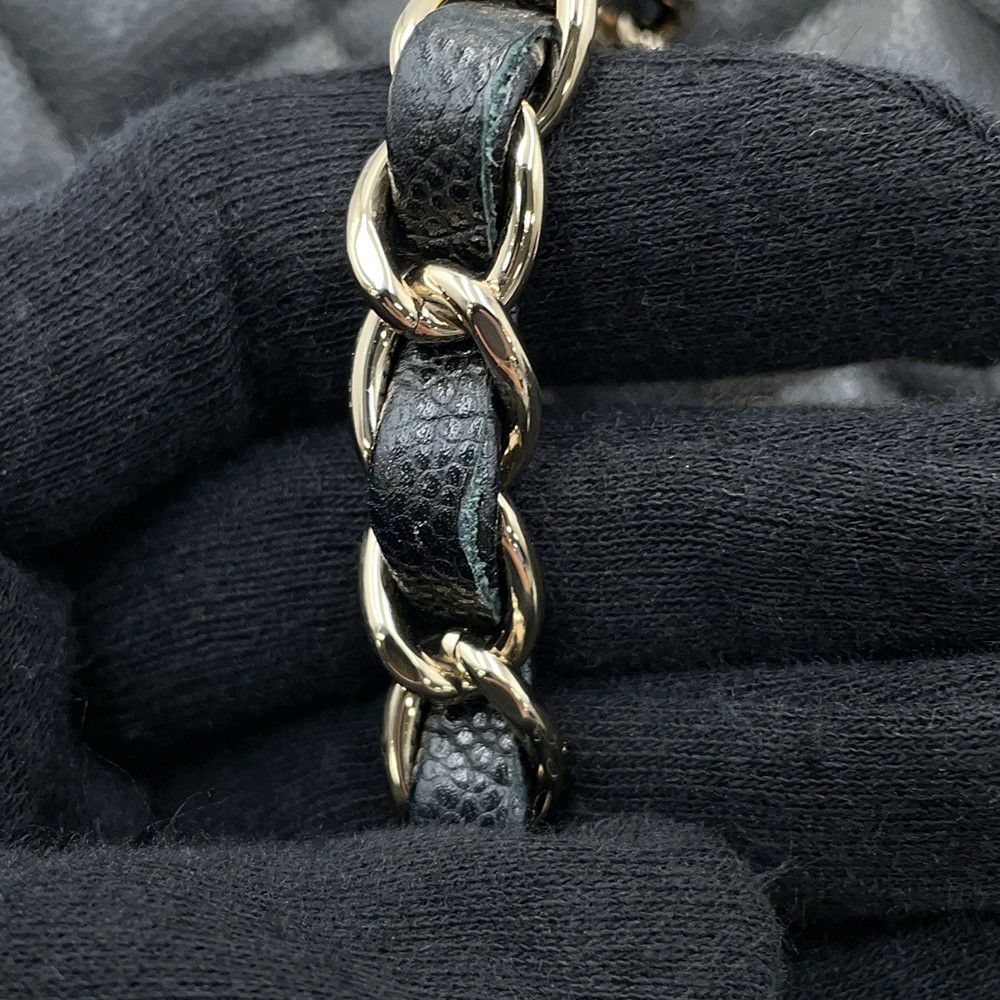 シャネル チェーンショルダーバッグ ココマーク マトラッセ ミニバケットバッグ キャビアスキン AS3176 CHANEL 黒