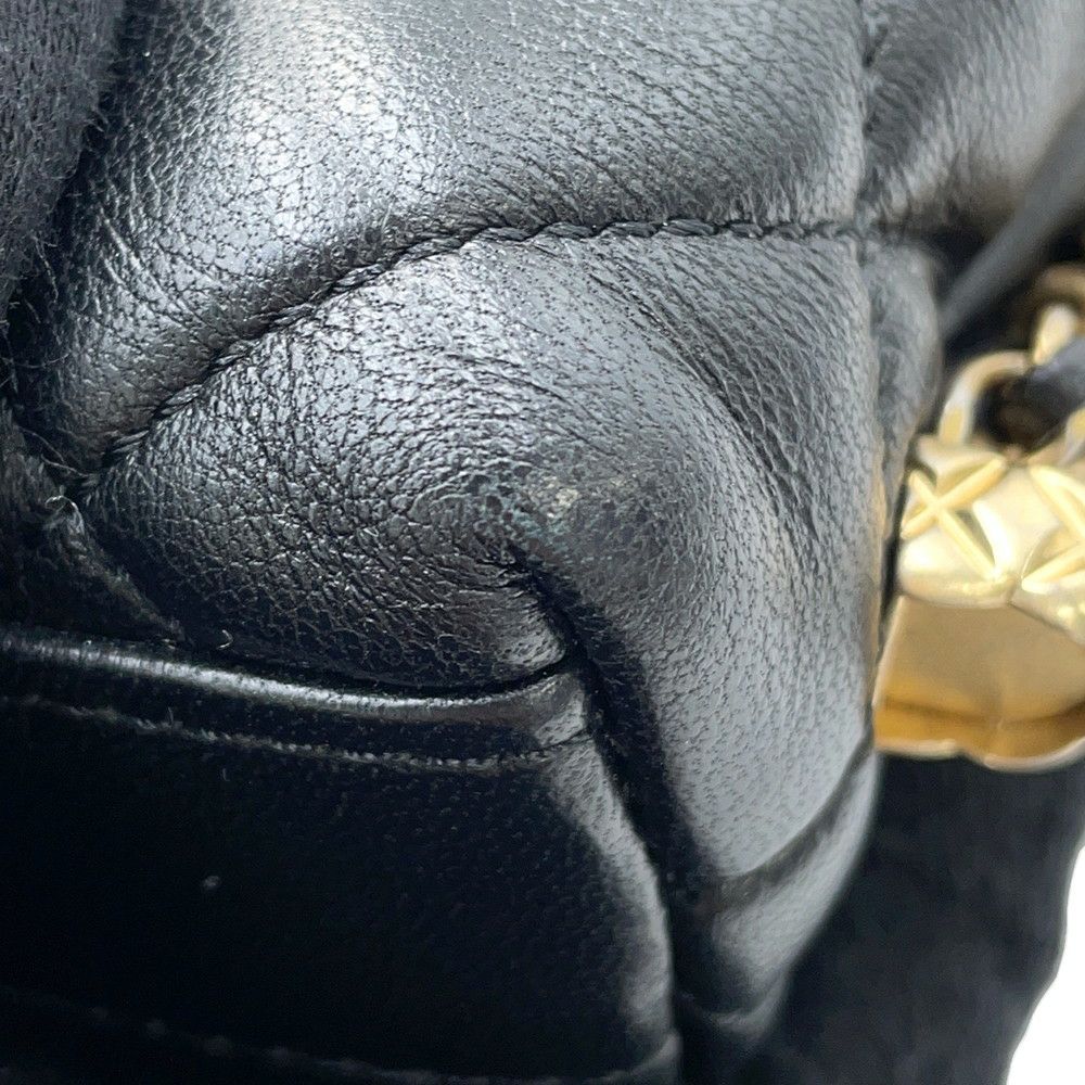 シャネル チェーンショルダーバッグ マトラッセ ココマーク ラムスキン フェイクパール CHANEL 黒