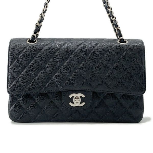 シャネル チェーンショルダーバッグ マトラッセ25 ココマーク ダブルチェーン キャビアスキン A01112 CHANEL 黒
