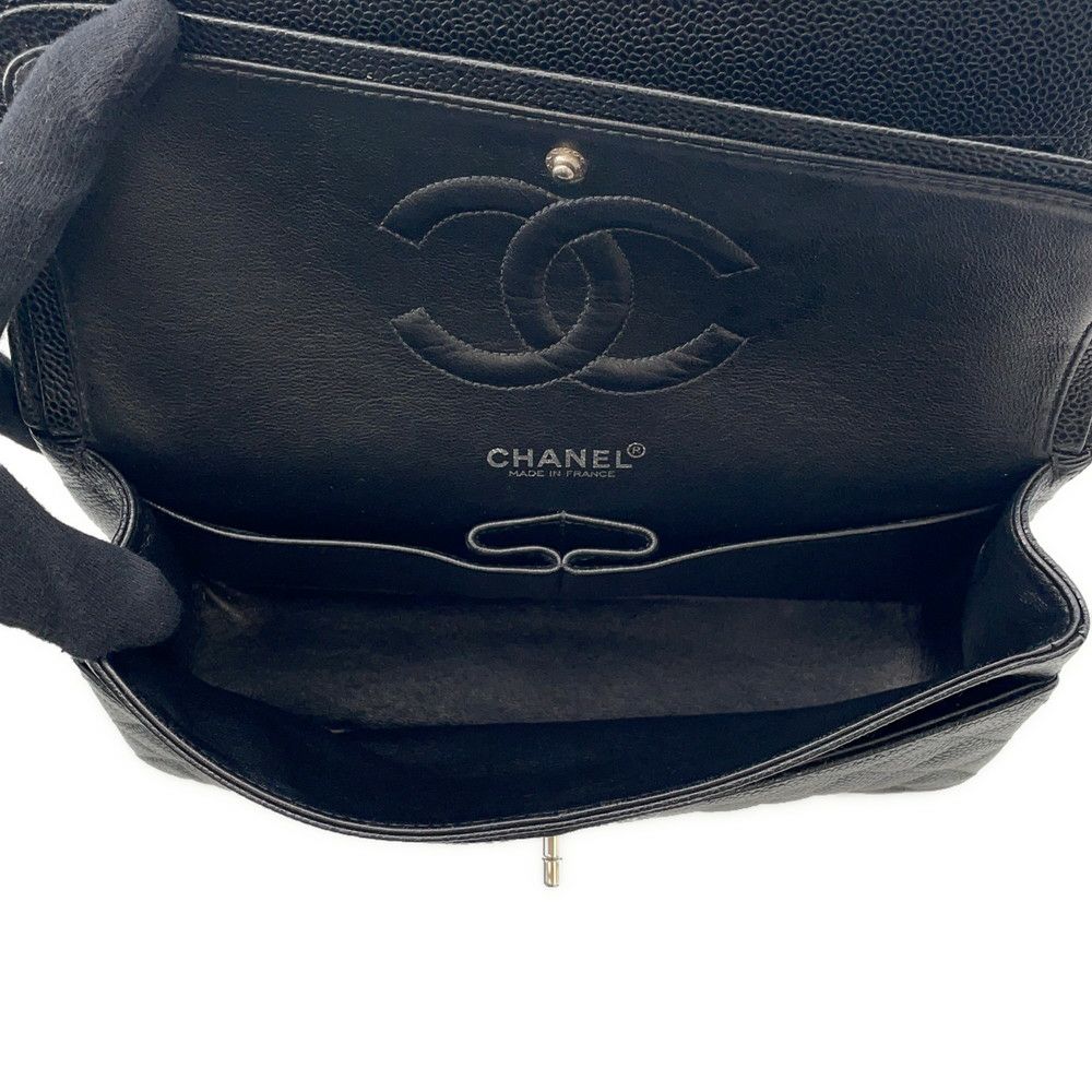 シャネル チェーンショルダーバッグ マトラッセ25 ココマーク ダブルチェーン キャビアスキン A01112 CHANEL 黒