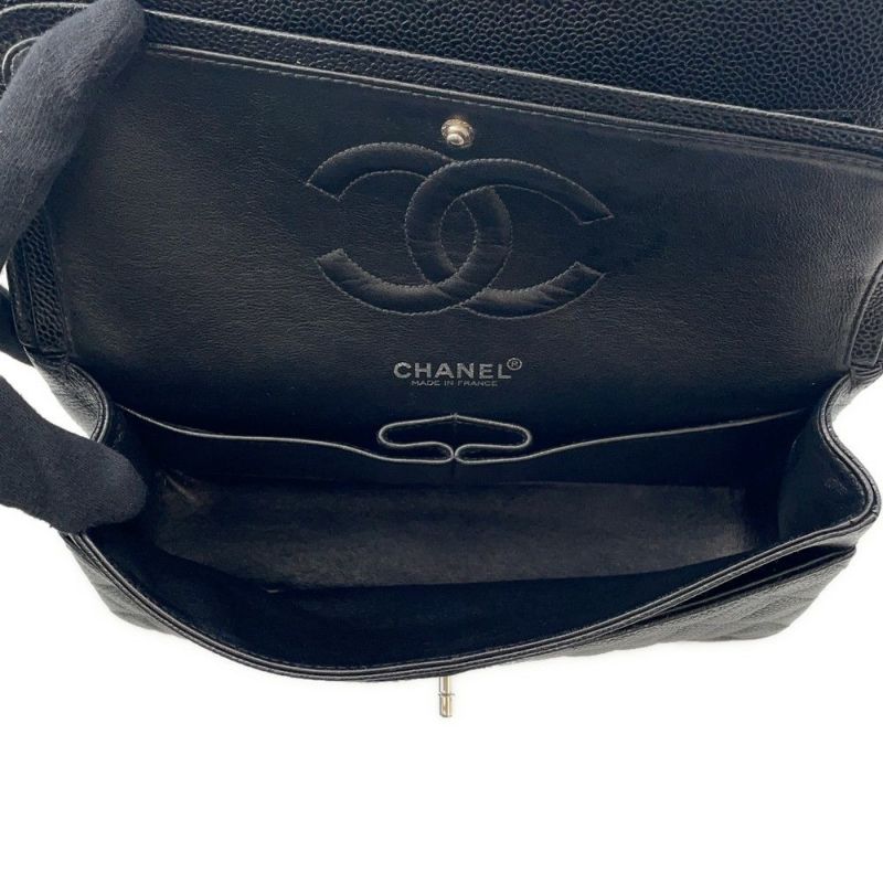 シャネル チェーンショルダーバッグ マトラッセ25 ココマーク ダブルチェーン キャビアスキン A01112 CHANEL 黒