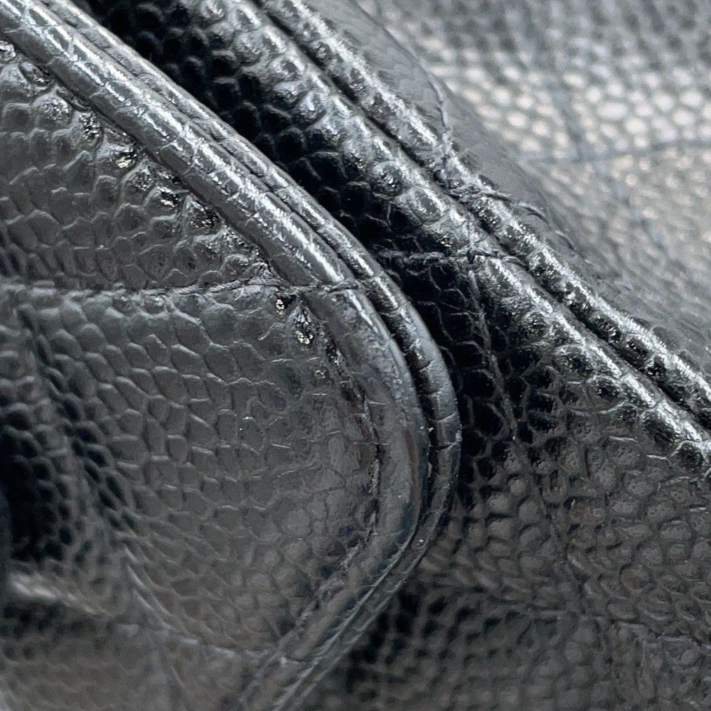 シャネル チェーンショルダーバッグ マトラッセ25 ココマーク ダブルチェーン キャビアスキン A01112 CHANEL 黒
