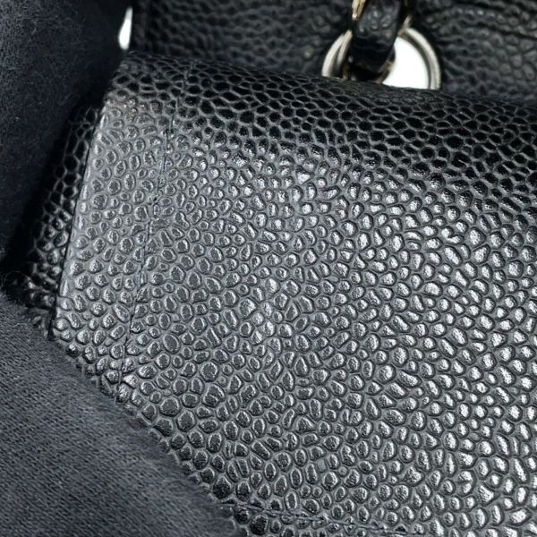 シャネル チェーンショルダーバッグ マトラッセ25 ココマーク ダブルチェーン キャビアスキン A01112 CHANEL 黒