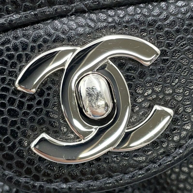 シャネル チェーンショルダーバッグ マトラッセ25 ココマーク ダブルチェーン キャビアスキン A01112 CHANEL 黒