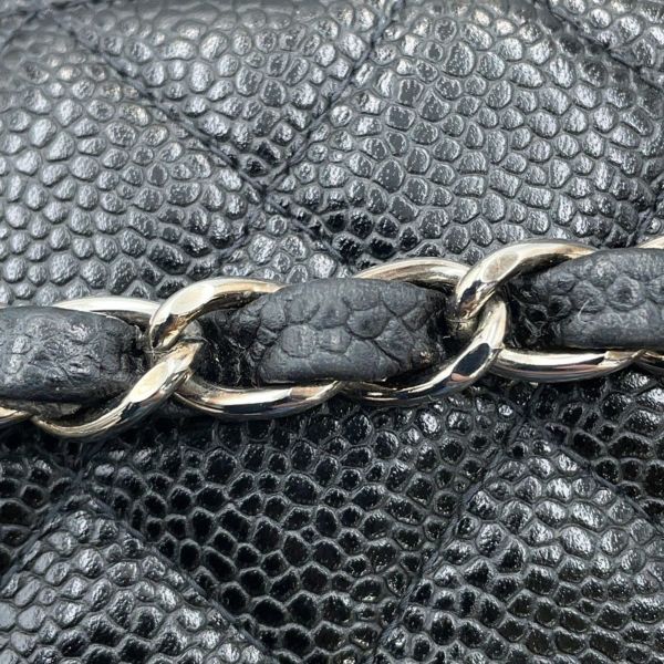 シャネル チェーンショルダーバッグ マトラッセ25 ココマーク ダブルチェーン キャビアスキン A01112 CHANEL 黒