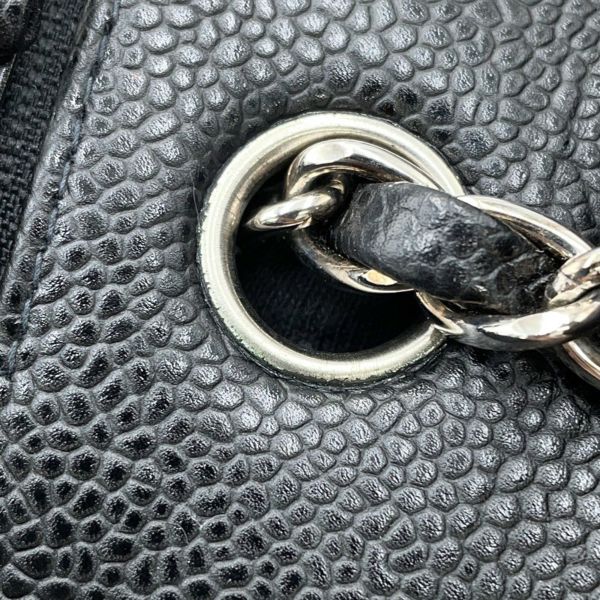 シャネル チェーンショルダーバッグ マトラッセ25 ココマーク ダブルチェーン キャビアスキン A01112 CHANEL 黒