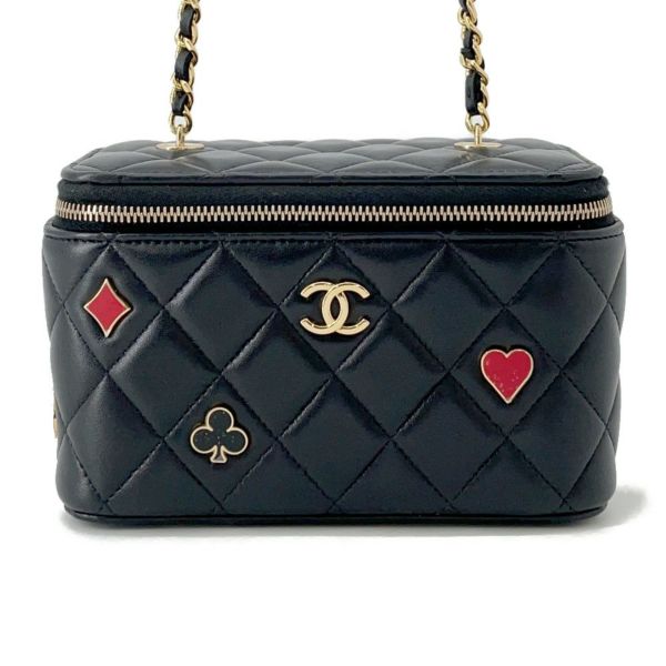 シャネル チェーンショルダーバッグ バニティ ココマーク マトラッセ トランプ キャビアスキン AP3079 黒