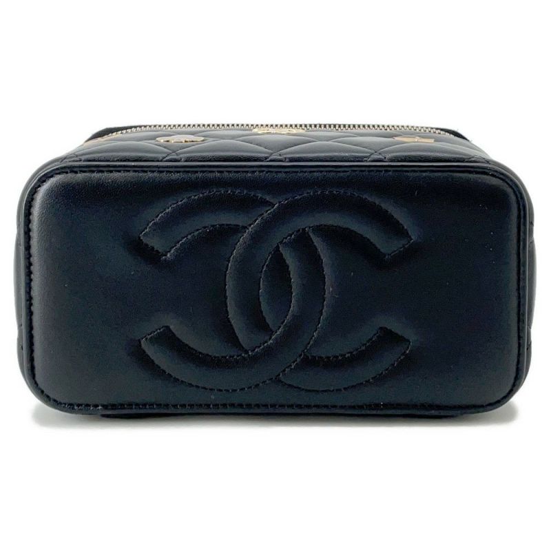 シャネル チェーンショルダーバッグ バニティ ココマーク マトラッセ トランプ キャビアスキン AP3079 黒