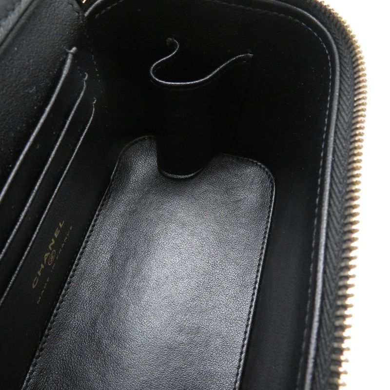 シャネル チェーンショルダーバッグ バニティ ココマーク マトラッセ トランプ キャビアスキン AP3079 黒