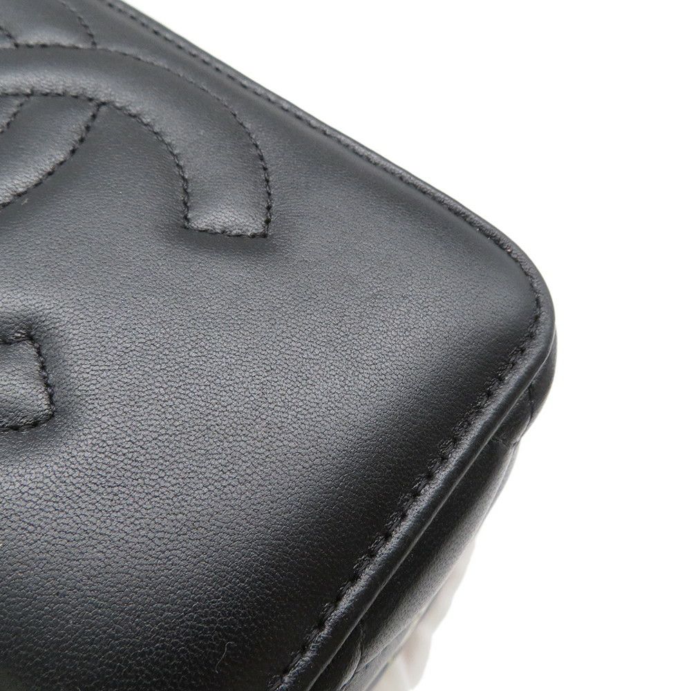 シャネル チェーンショルダーバッグ バニティ ココマーク マトラッセ トランプ キャビアスキン AP3079 黒