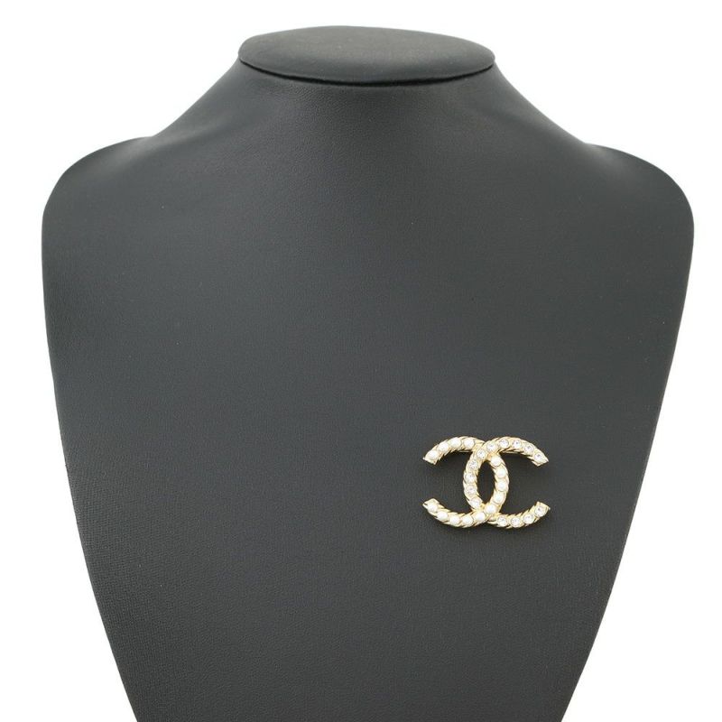 シャネル ブローチ ココマーク フェイクパール ラインストーン B23 A ABB082 CHANEL アクセサリー