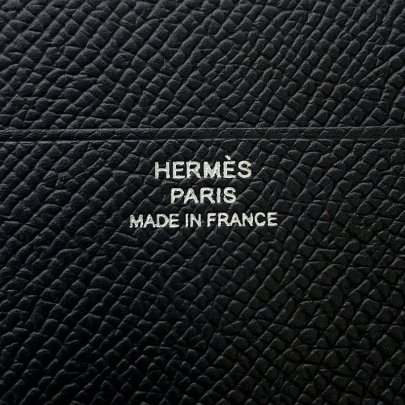 エルメス 三つ折り財布 ベアンコンビネ モノクローム ブラック/ブラック金具 エプソン U刻印 HERMES 財布 黒