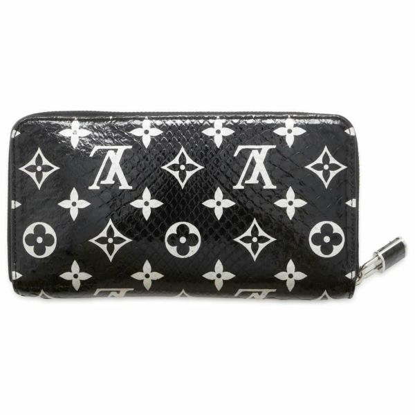 ルイヴィトン 長財布 パイソンレザー ジッピー・ウォレット N96955 LOUIS VUITTON 黒 ブラック