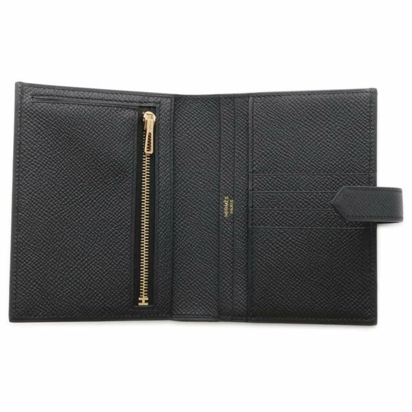 エルメス 二つ折り財布 ベアンコンパクト ブラック/ゴールド金具 エプソン B刻印 HERMES 黒