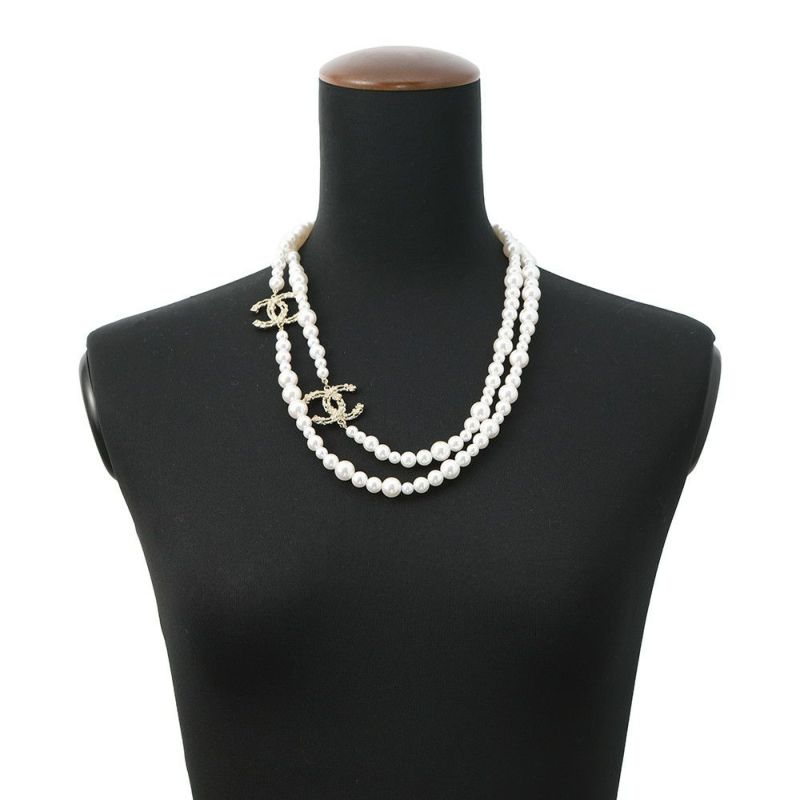 シャネル ロングネックレス ココマーク フェイクパール B21 K CHANEL アクセサリー