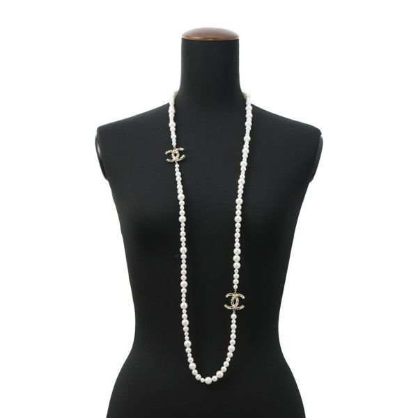 シャネル ロングネックレス ココマーク フェイクパール B21 K CHANEL アクセサリー