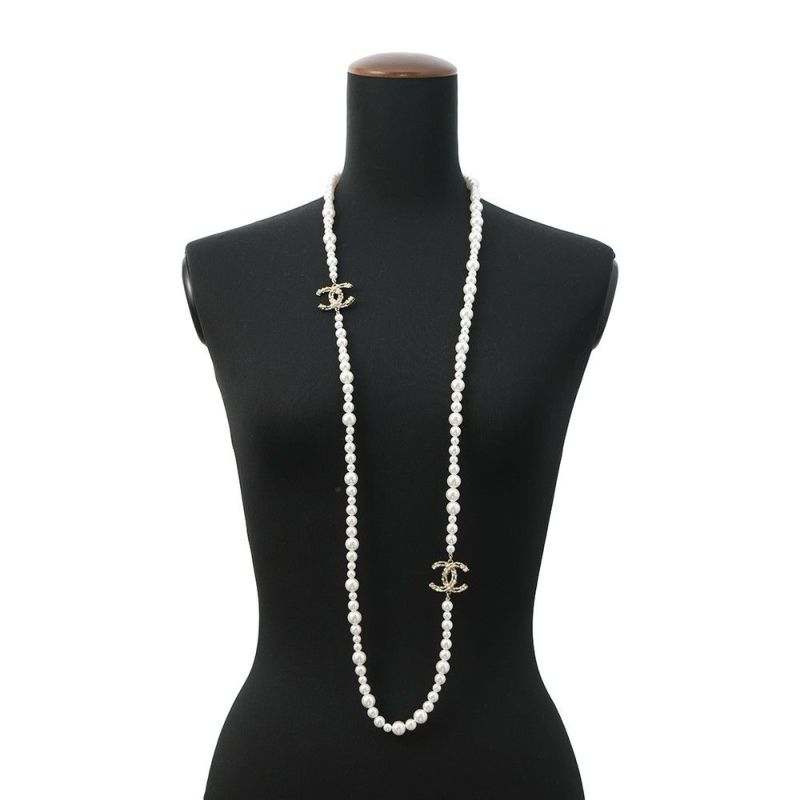 シャネル ロングネックレス ココマーク フェイクパール B21 K CHANEL アクセサリー