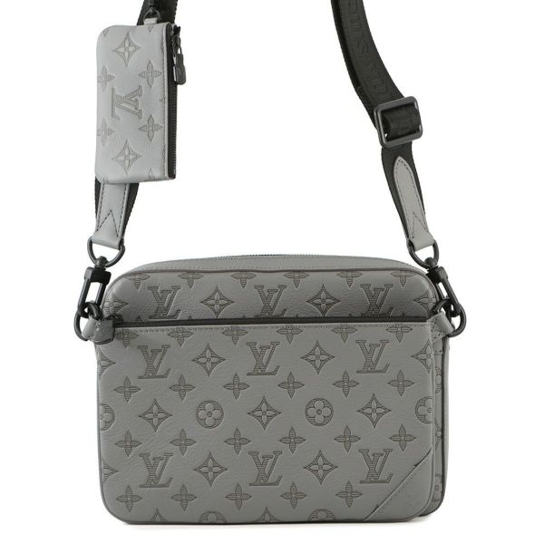 ルイヴィトン ショルダーバッグ モノグラム・シャドウ/カーフレザー トリオ・メッセンジャー  M46603 ブラック 黒 メンズ