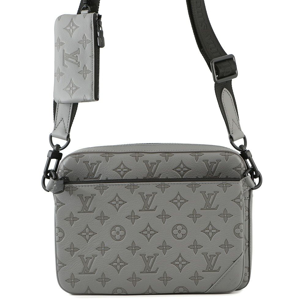 ルイヴィトン ショルダーバッグ モノグラム・シャドウ/カーフレザー トリオ・メッセンジャー  M46603 ブラック 黒 メンズ