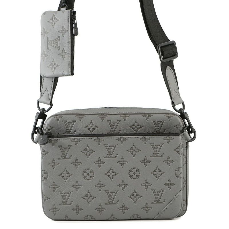 ルイヴィトン ショルダーバッグ モノグラム・シャドウ/カーフレザー トリオ・メッセンジャー  M46603 ブラック 黒 メンズ