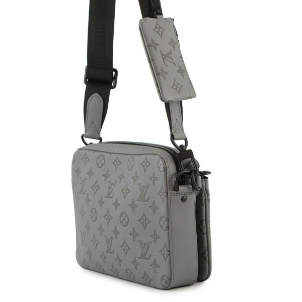 ルイヴィトン ショルダーバッグ モノグラム・シャドウ/カーフレザー トリオ・メッセンジャー  M46603 ブラック 黒 メンズ