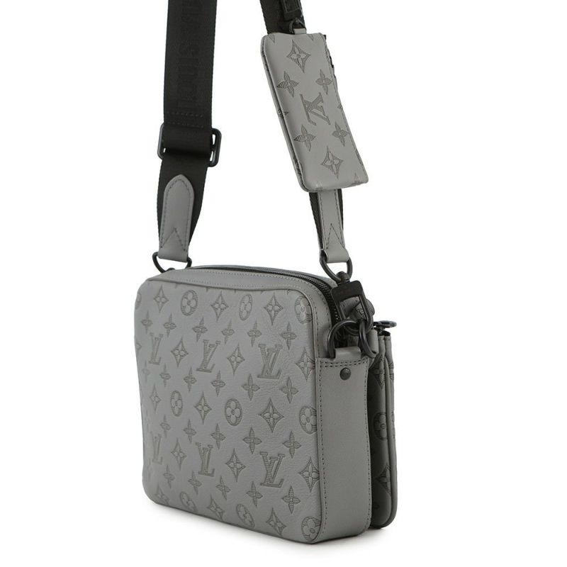 ルイヴィトン ショルダーバッグ モノグラム・シャドウ/カーフレザー トリオ・メッセンジャー  M46603 ブラック 黒 メンズ