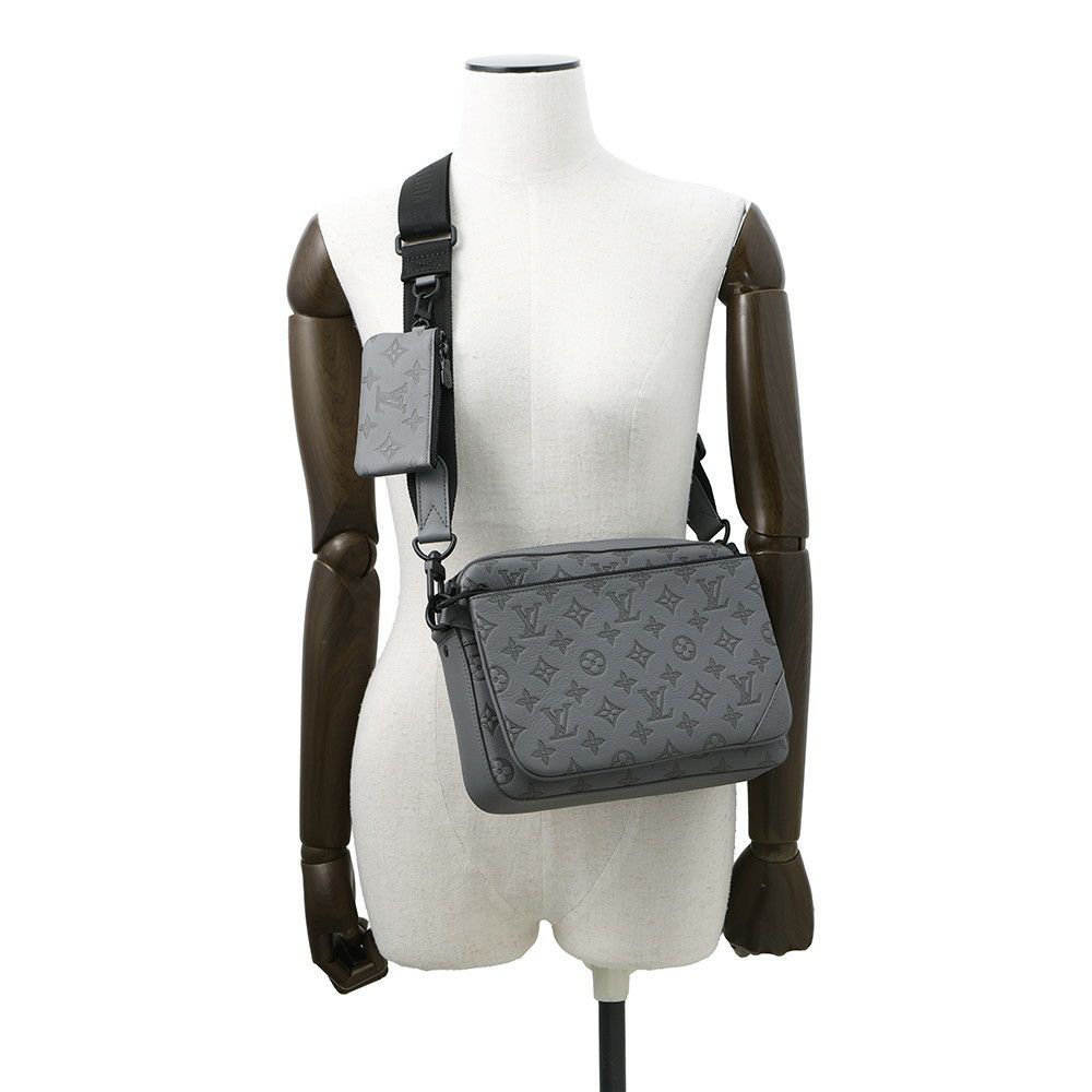 ルイヴィトン ショルダーバッグ モノグラム・シャドウ/カーフレザー トリオ・メッセンジャー  M46603 ブラック 黒 メンズ