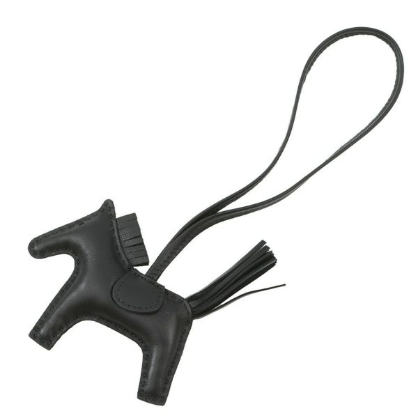エルメス バッグチャーム ロデオ PM ブラック ラムスキン U刻印 HERMES チャーム ソーブラック 黒