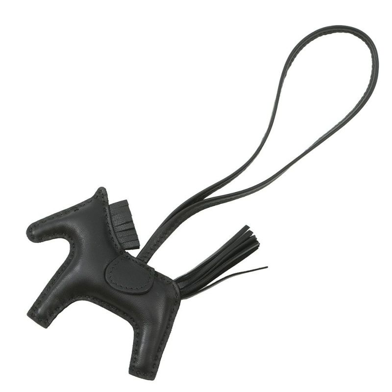 エルメス バッグチャーム ロデオ PM ブラック ラムスキン U刻印 HERMES チャーム ソーブラック 黒