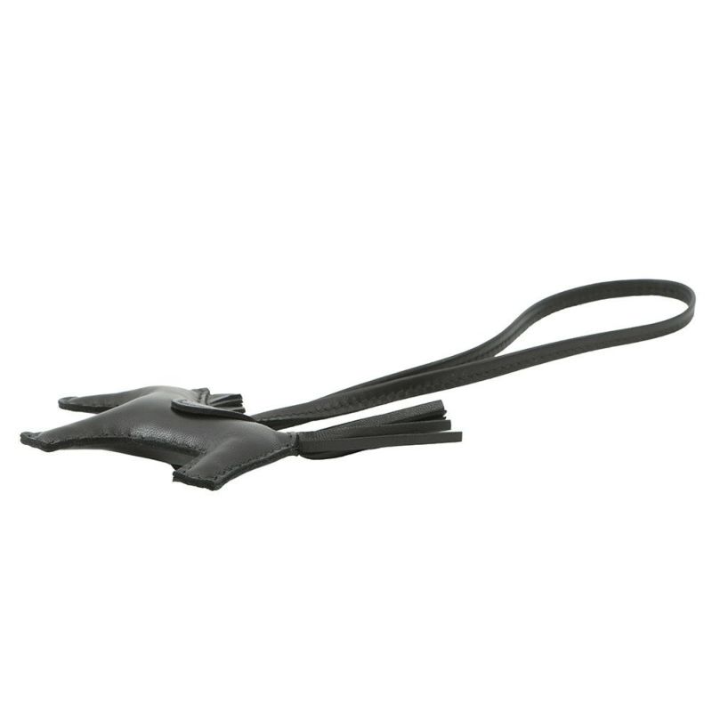 エルメス バッグチャーム ロデオ PM ブラック ラムスキン U刻印 HERMES チャーム ソーブラック 黒