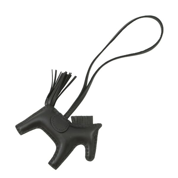 エルメス バッグチャーム ロデオ PM ブラック ラムスキン U刻印 HERMES チャーム ソーブラック 黒