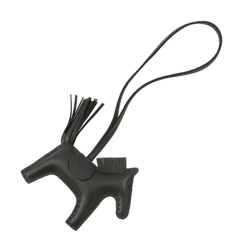 エルメス バッグチャーム ロデオ PM ブラック ラムスキン U刻印 HERMES チャーム ソーブラック 黒