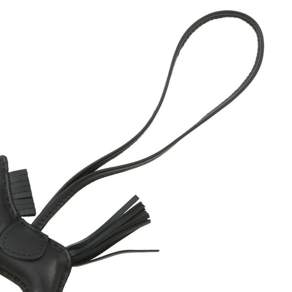 エルメス バッグチャーム ロデオ PM ブラック ラムスキン U刻印 HERMES チャーム ソーブラック 黒