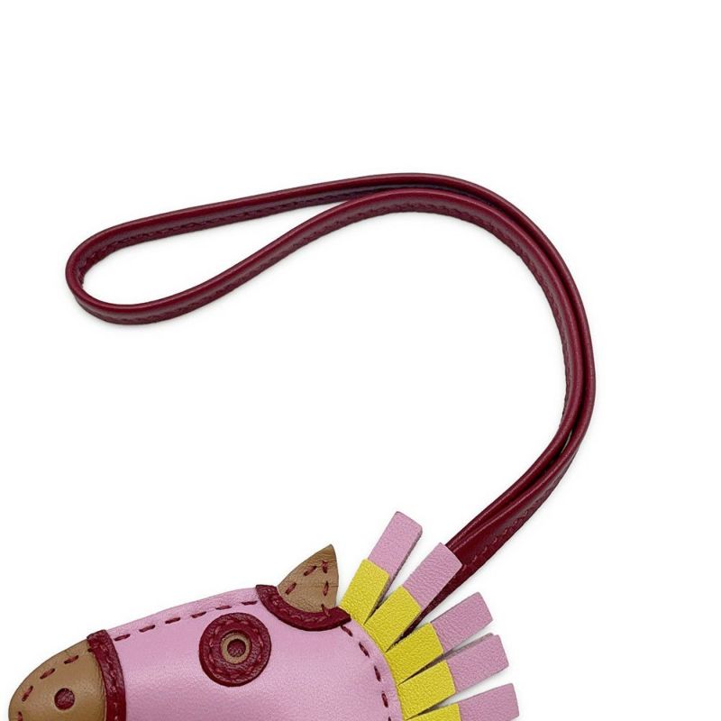 エルメス バッグチャーム ジージー カマイユ モーヴシルベストル/チャイ/ルージュグレナ ラムスキン U刻印