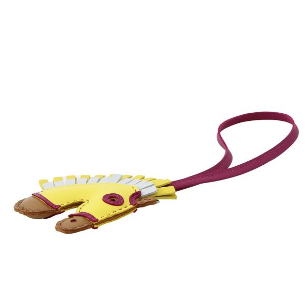 エルメス バッグチャーム ジージー カマイユ ライム/チャイ/ローズパープル/ブルーブリュム ラムスキン U刻印