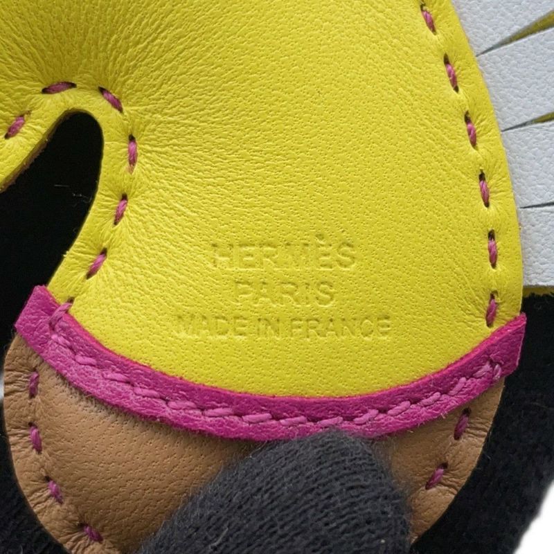 エルメス バッグチャーム ジージー カマイユ ライム/チャイ/ローズパープル/ブルーブリュム ラムスキン U刻印