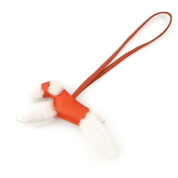 エルメス バッグチャーム バディ オレンジポピー/カーネリアン ラムスキン/ムートン U刻印