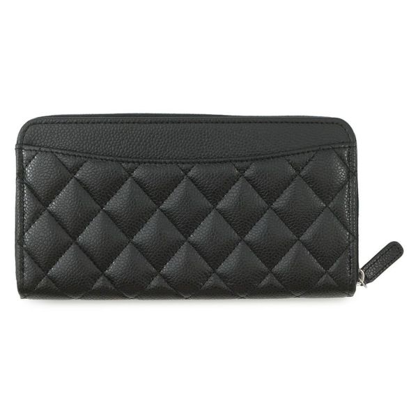 シャネル 長財布 クラシック ロング ジップ ウォレット ココマーク マトラッセ キャビアスキン AP0242 CHANEL 黒