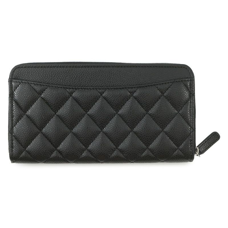 シャネル 長財布 クラシック ロング ジップ ウォレット ココマーク マトラッセ キャビアスキン AP0242 CHANEL 黒