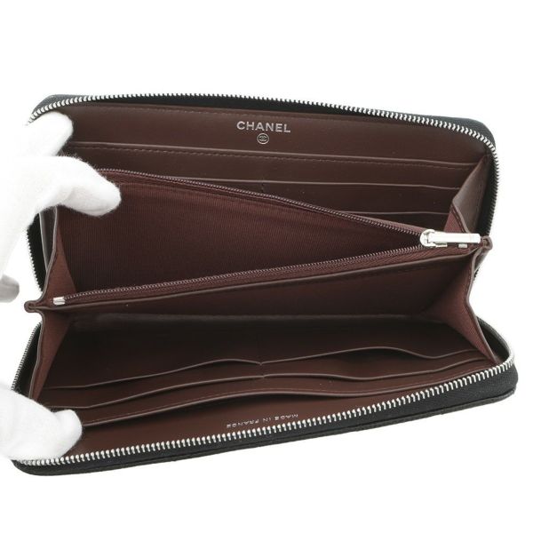 シャネル 長財布 クラシック ロング ジップ ウォレット ココマーク マトラッセ キャビアスキン AP0242 CHANEL 黒