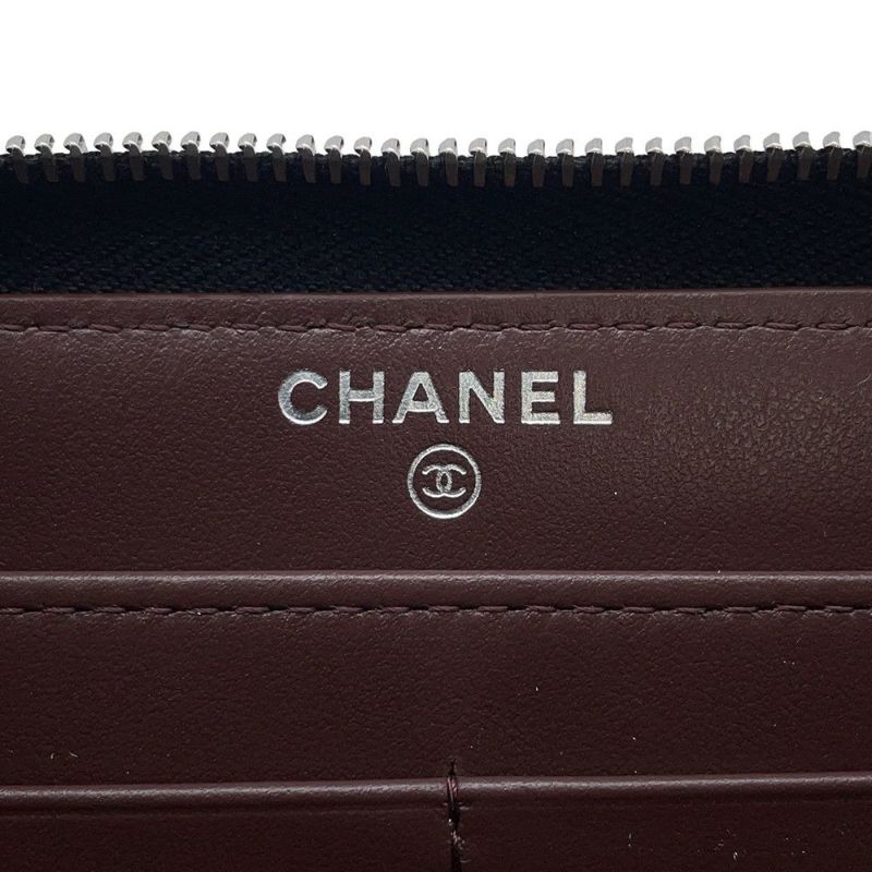 シャネル 長財布 クラシック ロング ジップ ウォレット ココマーク マトラッセ キャビアスキン AP0242 CHANEL 黒
